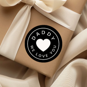 Daddy We Liebe You Heart Schwarz-weiß Runder Aufkleber