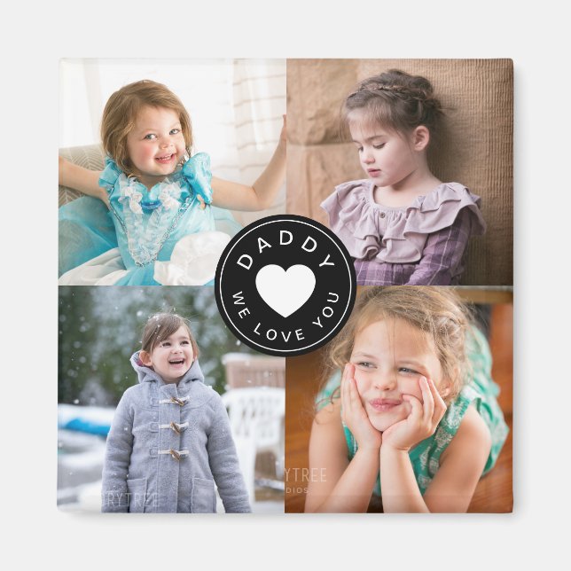 Daddy Wir Liebe Sie Niedlich Kids FotoCollage Magnet (Vorne)