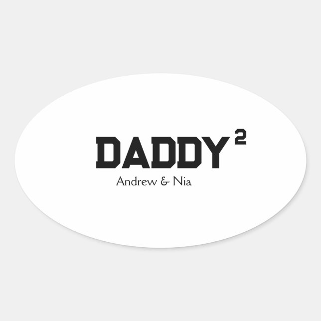 Daddy with custom children name ovaler aufkleber (Vorderseite)
