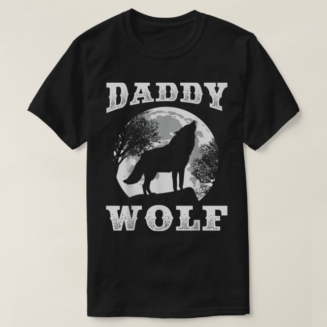 Daddy Wolf Moon Silhouette Design T-Shirt (Design vorne)
