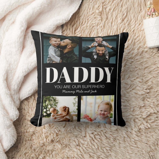 Daddy You are our Superhelder Foto Collage Modern Kissen (Decke)