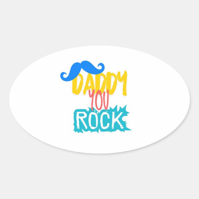 Daddy You Rock Ovaler Aufkleber (Vorderseite)