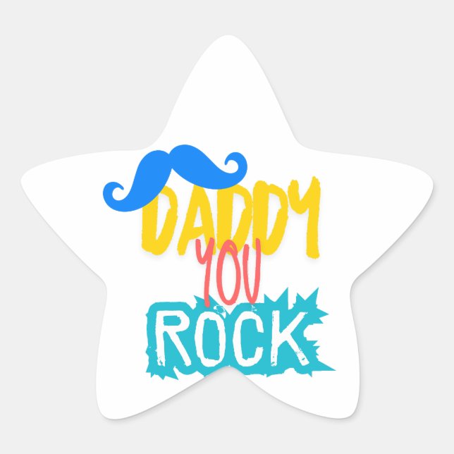 Daddy You Rock Stern-Aufkleber (Vorderseite)
