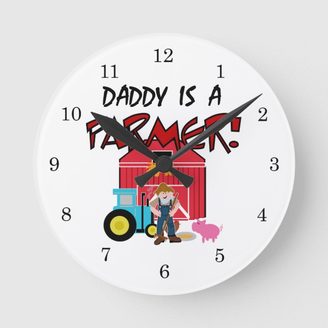 DaddyisafarmerTEE Runde Wanduhr (Vorderseite)