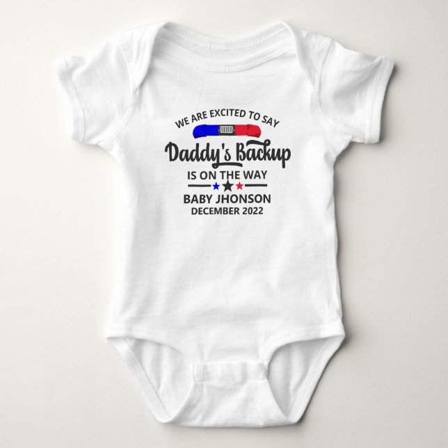 Daddys Backup ist auf dem Weg zum Vater der Polize Baby Strampler (Vorderseite)