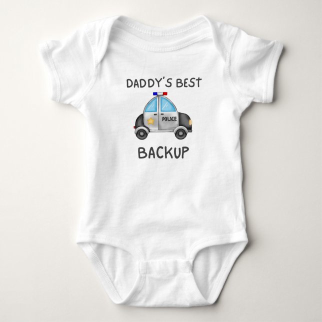 Daddy's Best Back Up, Police Car Lover Gift Baby Strampler (Vorderseite)
