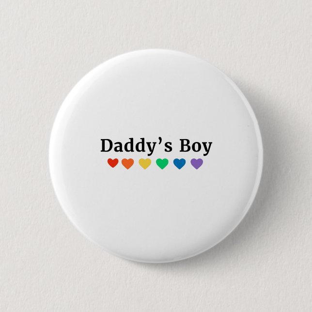 Daddy's Boy, Pride Rainbow Hearts, Funny Cool LGBT Button (Vorderseite)