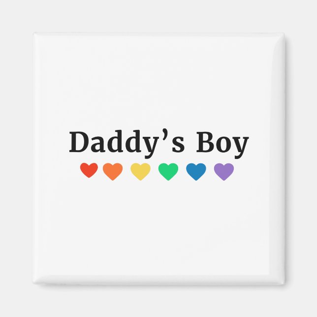 Daddy's Boy, Pride Rainbow Hearts, Funny Cool LGBT Magnet (Vorne)