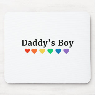 Daddy's Boy, Pride Rainbow Hearts, Funny Cool LGBT Mousepad