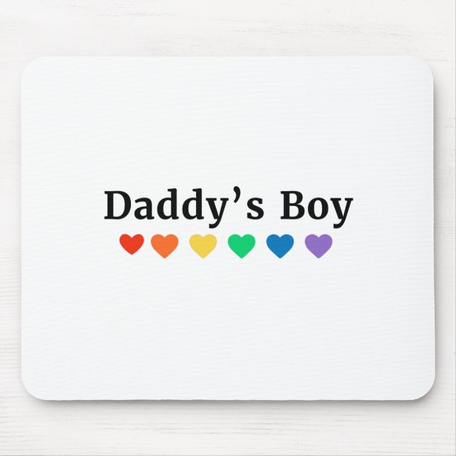 Daddy's Boy, Pride Rainbow Hearts, Funny Cool LGBT Mousepad (Vorne)