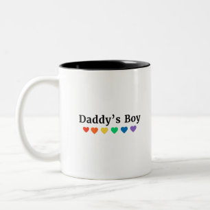 Daddy's Boy, Pride Rainbow Hearts, Funny Cool LGBT Zweifarbige Tasse