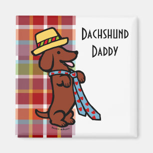 Daddys Dackel Cartoon Kariert Magnet
