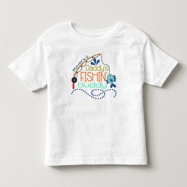 Daddy's Fishing Buddy Personalisiertes Baby Kleinkind T-shirt (Vorderseite)
