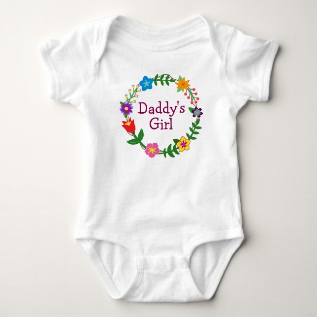 Daddy's Girl in Floral Frame Bodysuit Baby Strampler (Vorderseite)