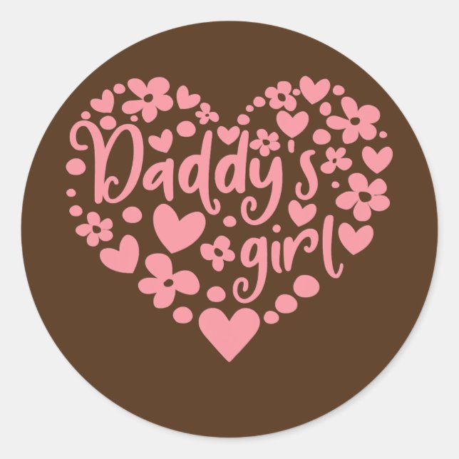 Daddy's Girl Niedlich Pink Heart Daddy and Daughte Runder Aufkleber (Vorderseite)
