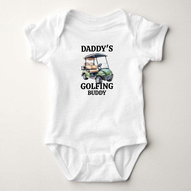 Daddy's Golfing Buddy Golf Car Thema Baby Strampler (Vorderseite)