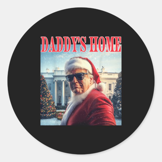Daddy's Home Trump 2024 Won Santa Claus Christmas  Runder Aufkleber (Vorderseite)