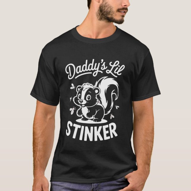 Daddy's Lil Stinker Cute Skunk Retro T-Shirt (Vorderseite)