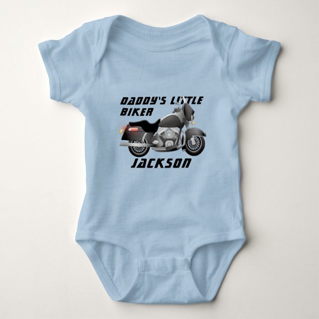 Daddy's Little Biker mit Motorrad Baby Strampler (Vorderseite)