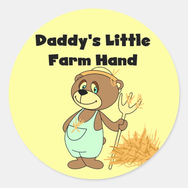 Daddy's Little Farm Hand Tshirts und Geschenke Runder Aufkleber (Vorderseite)