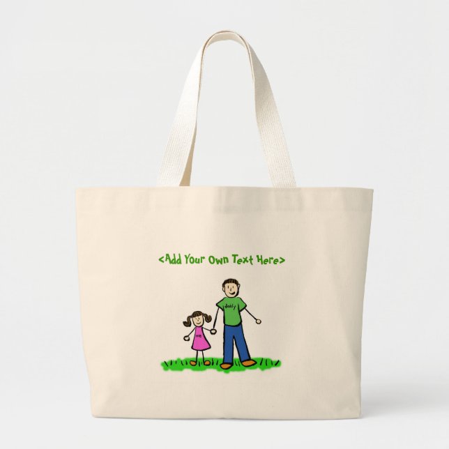 Daddy's Little Girl Bag (Brünett) Jumbo Stoffbeutel (Vorne)