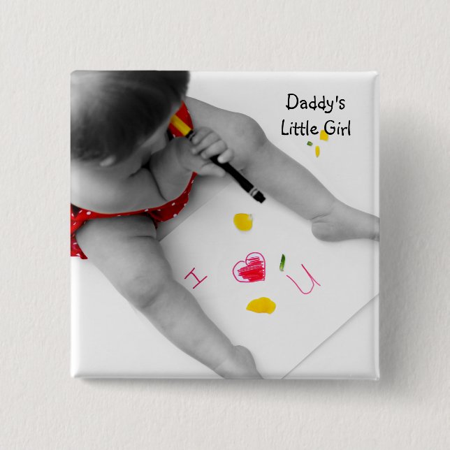 Daddys Little Girl I Liebe Sie Vater I Herz U Button (Vorderseite)