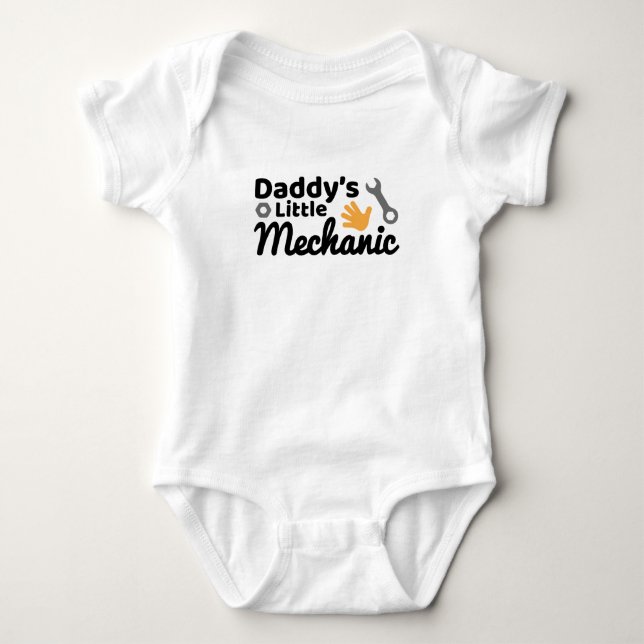 Daddy's Little Mechanic Baby Jersey Bodysuit Baby Strampler (Vorderseite)