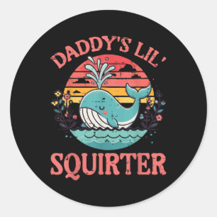 Daddys Little Whale Funny Unpassend Adult Humo Runder Aufkleber