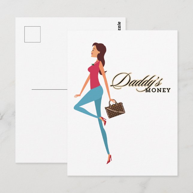 Daddy's Money, Niedlich & Sassy Teenage Girl, Funn Postkarte (Vorne/Hinten)