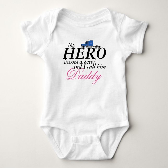 Daddy's My Held - Lkw-Fahrer Baby Strampler (Vorderseite)