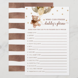 Daddy's Phrase Game Baby Shower Teddy Bär
