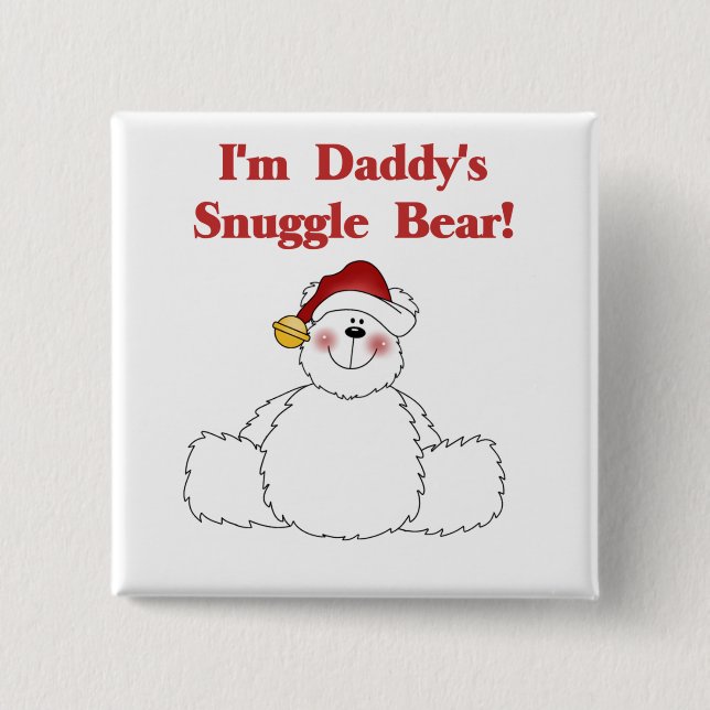 Daddy's Snuggle Bear Tshirts und Geschenke Button (Vorderseite)