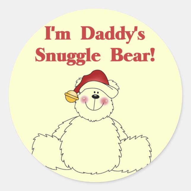 Daddy's Snuggle Bear Tshirts und Geschenke Runder Aufkleber (Vorderseite)