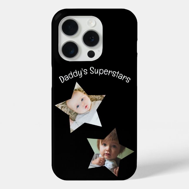 Daddy's Superstars Personalisiert zwei Foto Text Case-Mate iPhone Hülle (Rückseite)