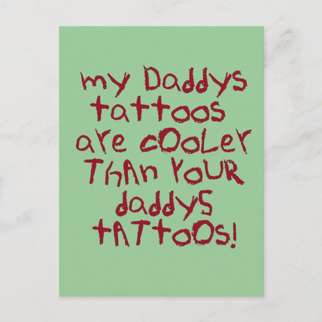 Daddys Tattoos Rock Postkarte (Vorderseite)