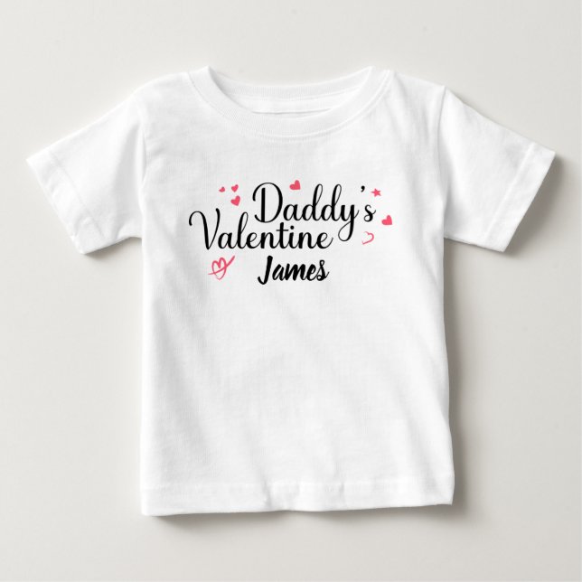 Daddy's Valentines, Personalisierter Name Baby T-shirt (Vorderseite)