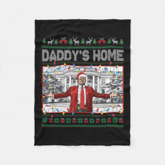 Daddy's Zuhause Funny Santa Trump Weihnachten Ugly Fleecedecke