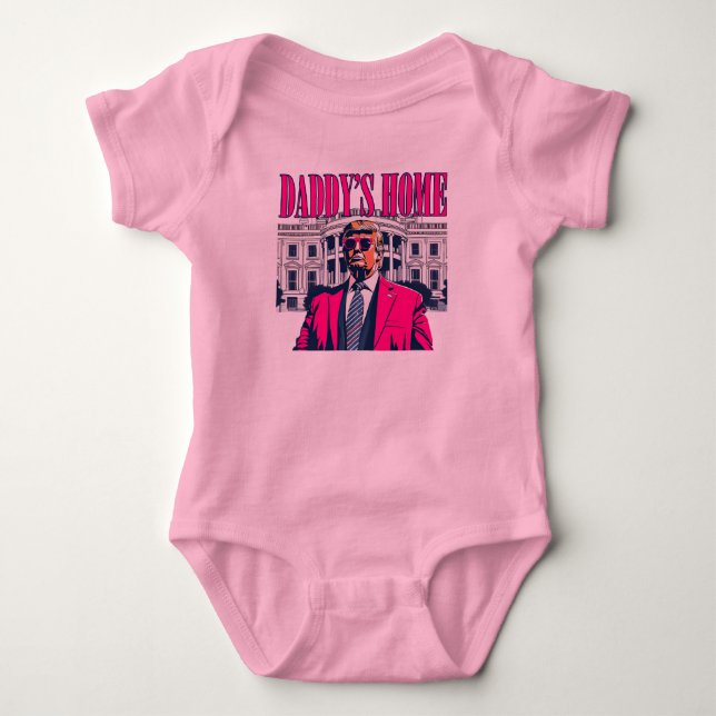 Daddys Zuhause Pink Trump Baby Strampler (Vorderseite)