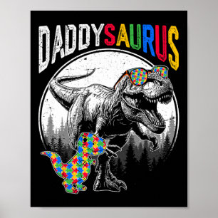 Daddysaurus Autism Sister Puzzleteile und T Rex Poster