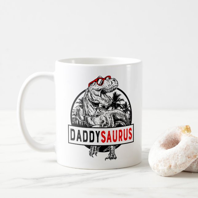 Daddysaurus Daddy Saurus T Rex Vatertag 1WH1 Kaffeetasse (Mit Donut)