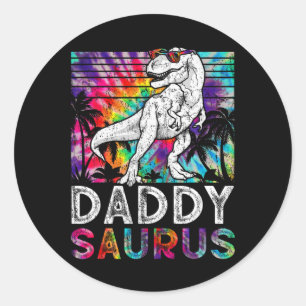Daddysaurus Dinosaur Daddy Saurus Familie passend Runder Aufkleber