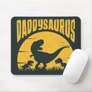 Daddysaurus Dinosauren Vater Papa Schwarz Gelb Mousepad