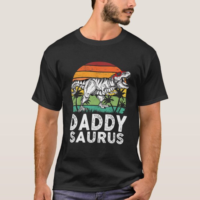 Daddysaurus Funny T Rex Dinosaur Daddy Saurus Fami T-Shirt (Vorderseite)