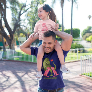 DaddySaurus Green T-Rex & Twin Baby Girl Dinosauri T-Shirt
