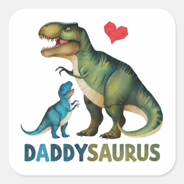 Daddysaurus Quadratischer Aufkleber (Vorderseite)