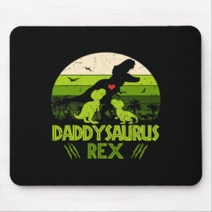 Daddysaurus Rex 2 Kinder Sunset Dinosaurier für Vä Mousepad