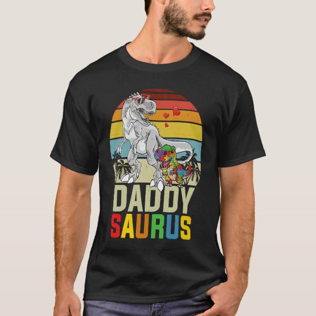 Daddysaurus Rex Dinosaur Daddy Saurus Autism Aware T-Shirt (Vorderseite)