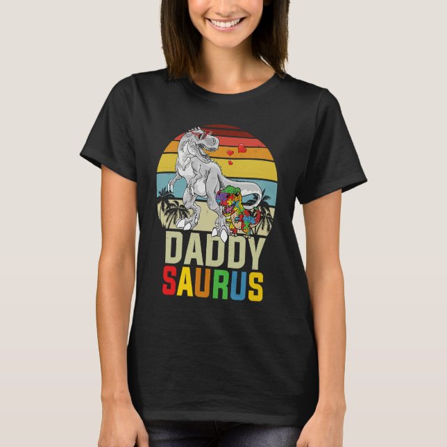 Daddysaurus Rex Dinosaur Daddy Saurus Autism Aware T-Shirt (Vorderseite)
