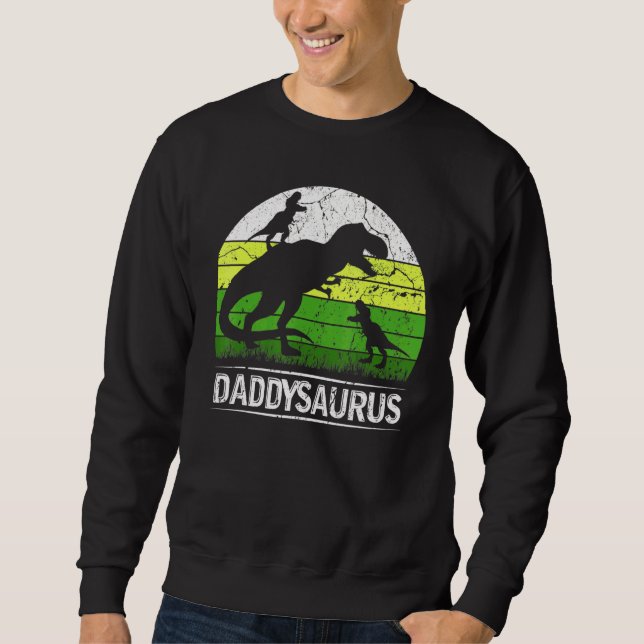 Daddysaurus T Rex 2 Two Kid Dinosaurier Weihnachte Sweatshirt (Vorderseite)