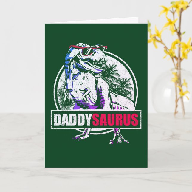 DaddySaurus T-rex Dinosaur Funny Vathers Day Karte (Gelbe Blume)